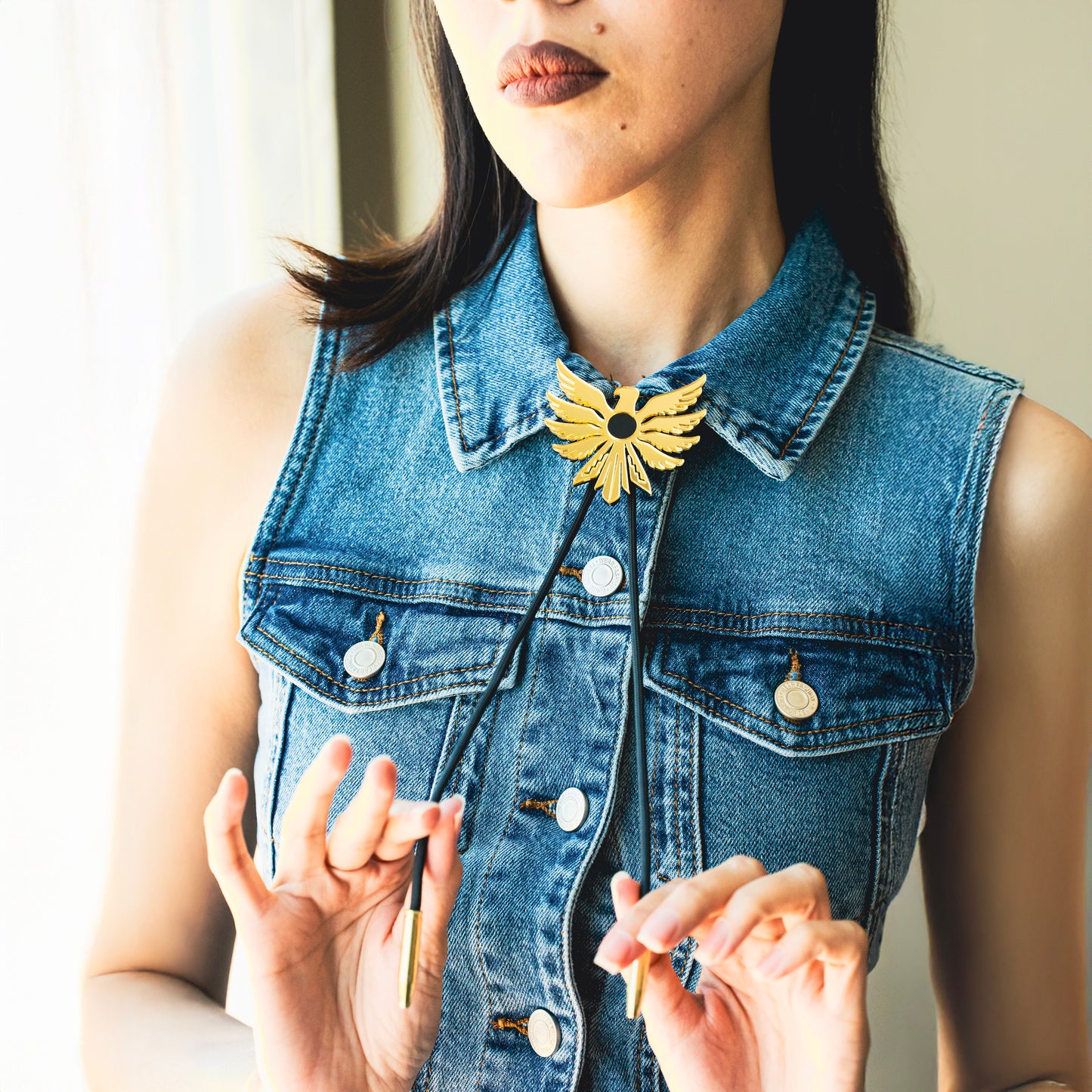 SACRD THNDR BIRD Bolo Tie | Gold Mirror