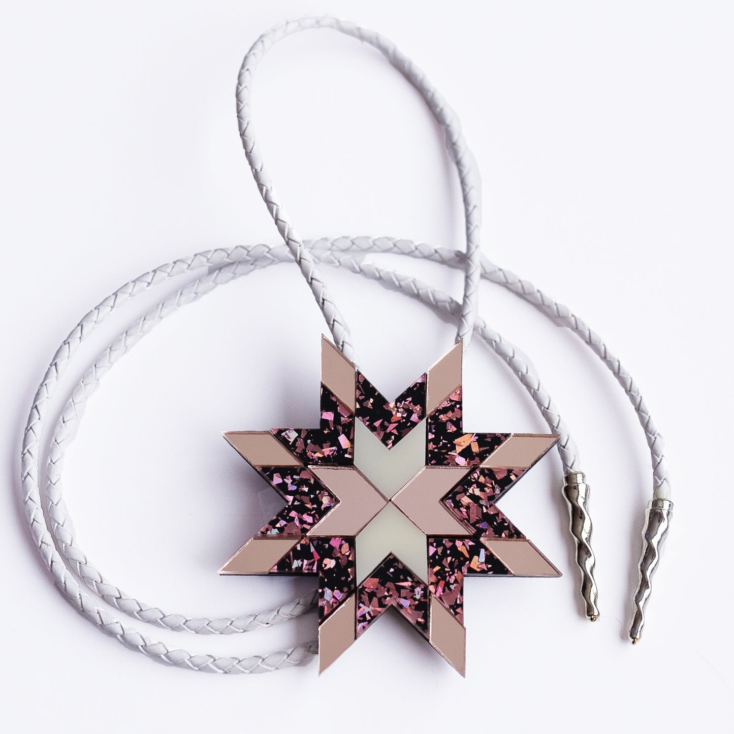 Star Blankets Bolo Tie // Rose Gold Mirror, Rose Gold Sparkle and Ivory - SACRD THNDR