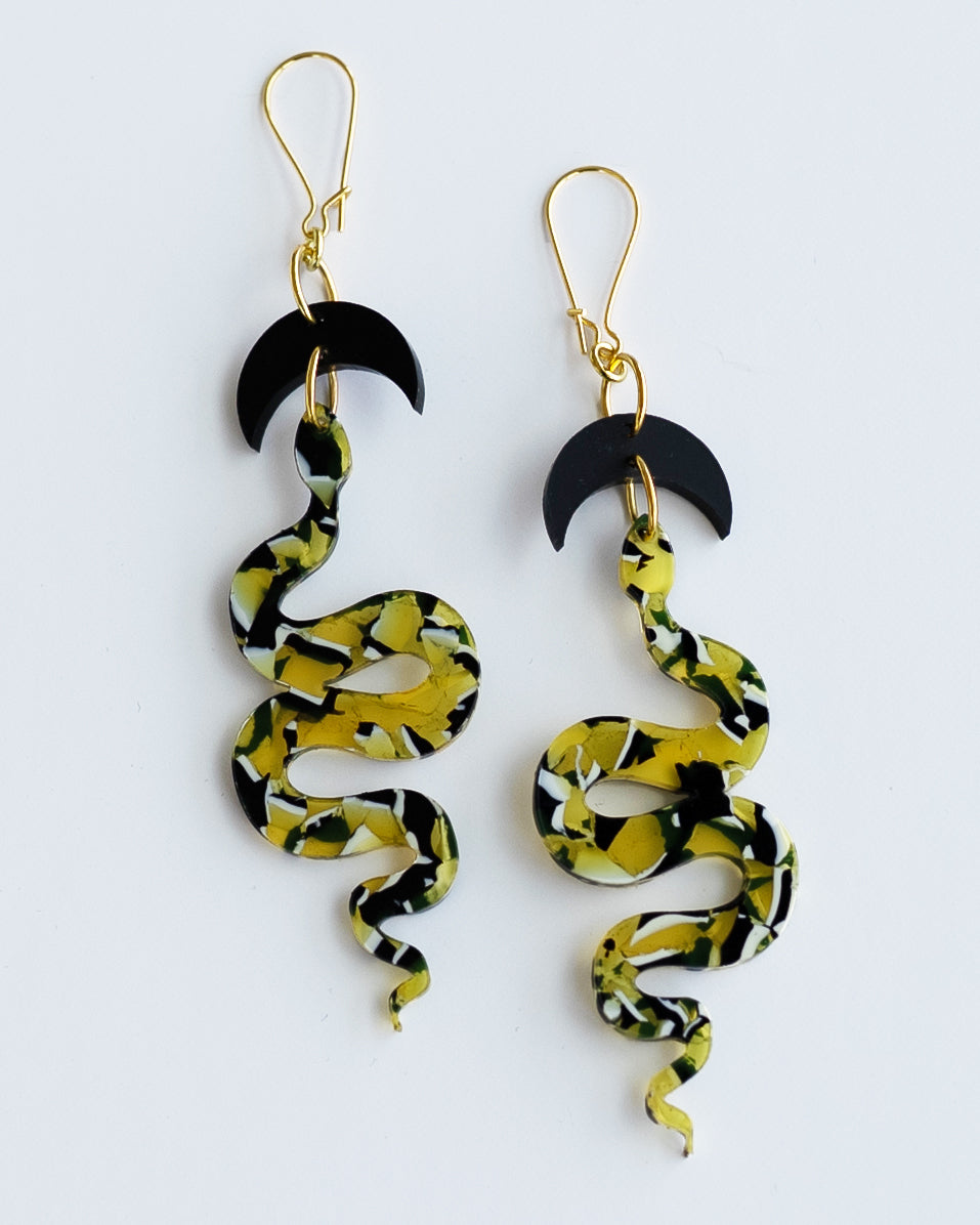 Snakes & Crescents // Yellow + White + Black
