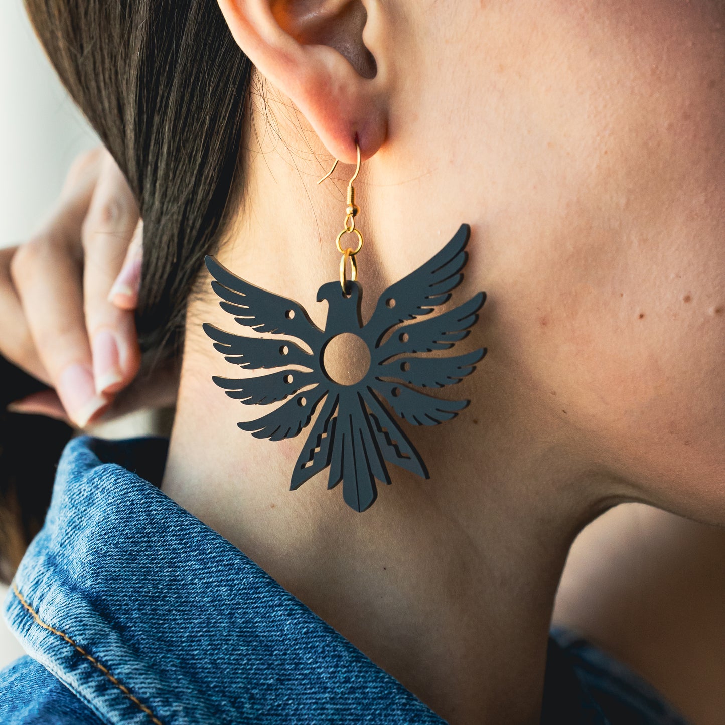 SACRD THNDR BIRD Earrings | Matte Black