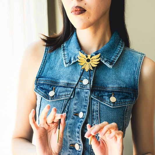 SACRD THNDR BIRD Bolo Tie | Gold Mirror