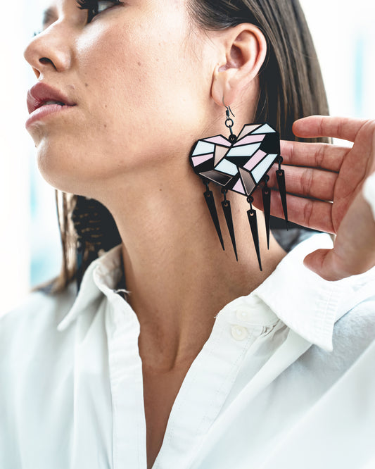 Mosaic Heart // Rose Gold, Light Pink, White and Black