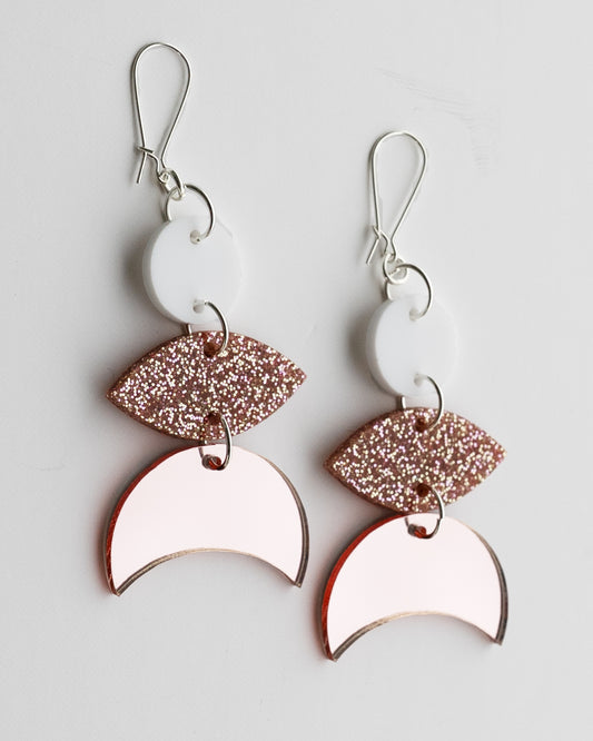 Mini Moons // Snow White + Rose Gold Sparkle + Blush Mirror