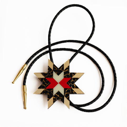 Star Blanket Bolo Tie // Pottery, Gold Mirror, Red Mirror and Ivory - SACRD THNDR