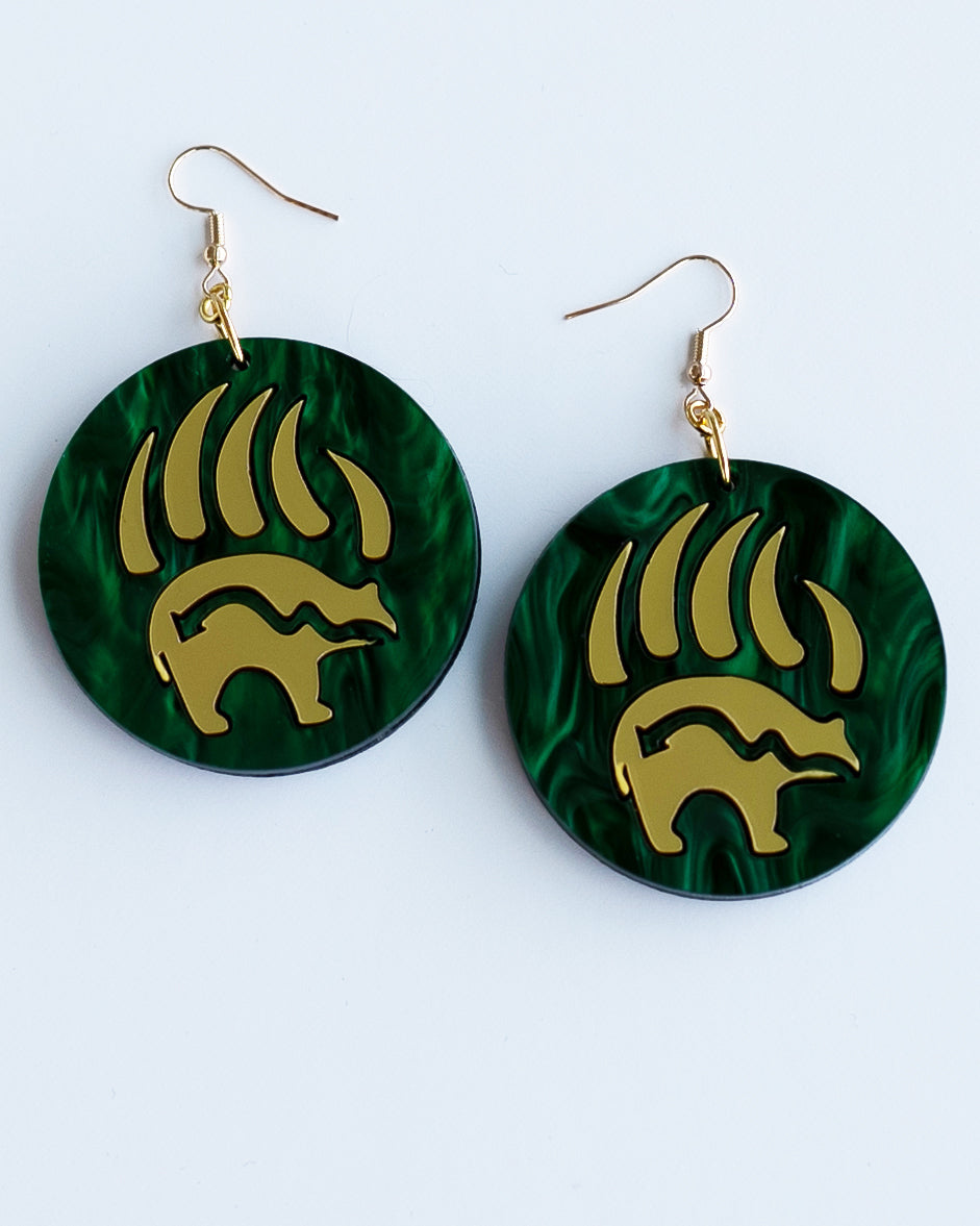 Heart Bear // Green Swirl with Matte Gold Inlay