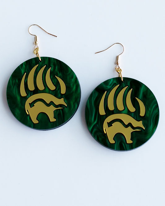 Heart Bear // Green Swirl with Matte Gold Inlay
