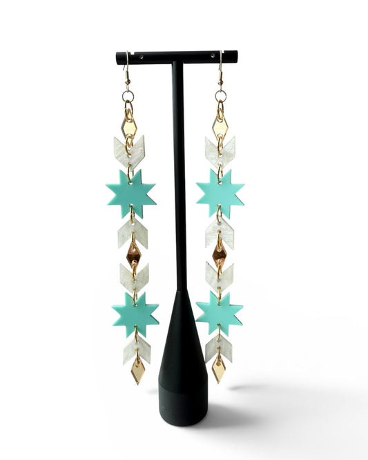 Star Blanket Drips | Gold Mirror + White + Tiffany Blue (Spirit Bead Collection)