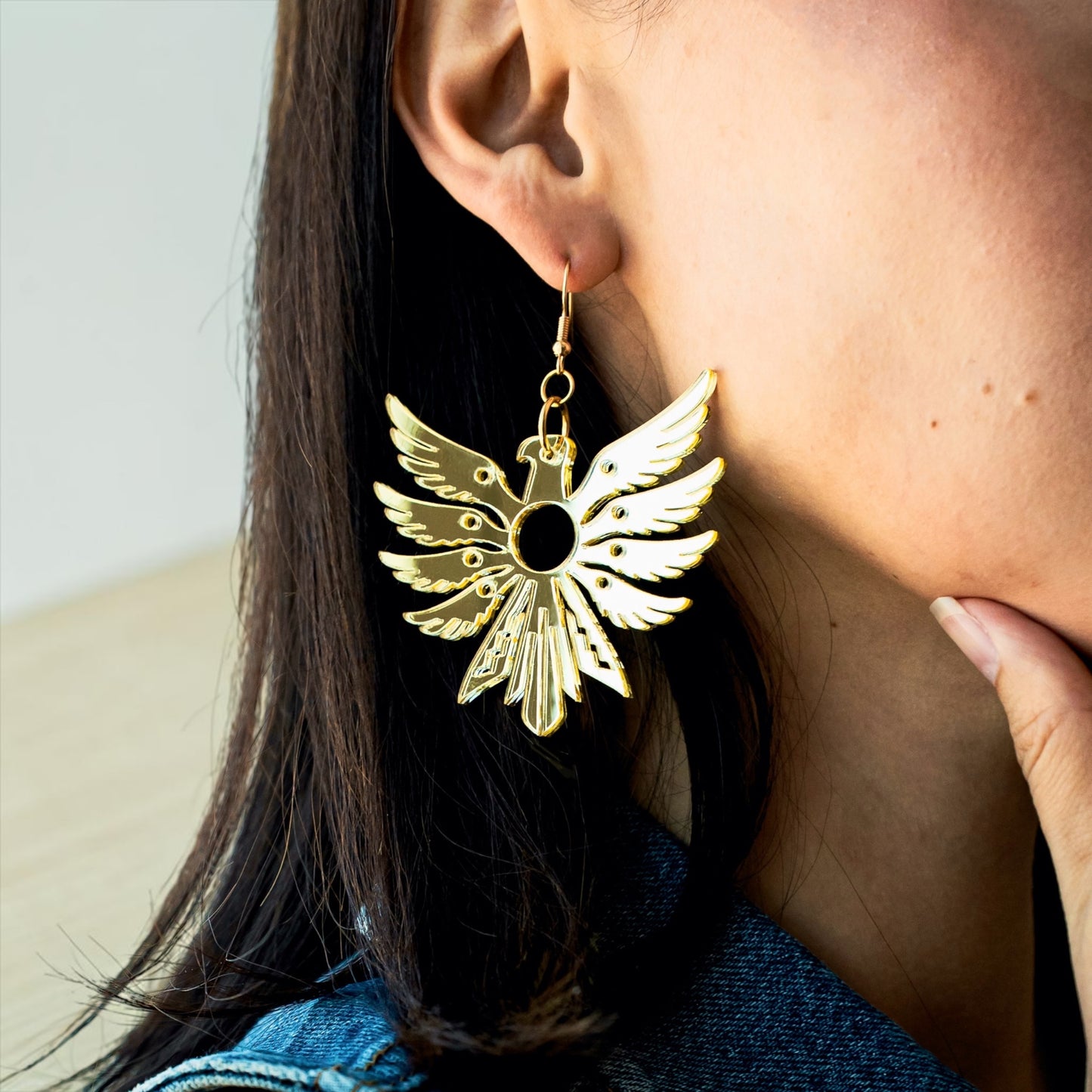 SACRD THNDR BIRD Earrings | Gold Mirror